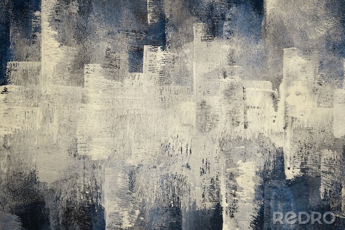 Fotobehang Close-up foto van een handgeschilderd, lichtblauw en groen abstract schilderij. Eenvoudige afbeelding van een lege, minimalistische, monochromatische achtergrond.