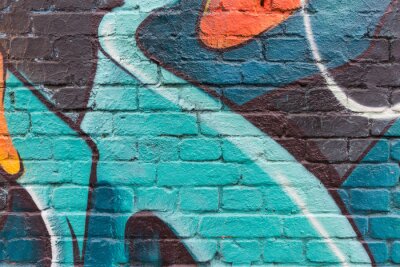 Fotobehang Close-up op blauwe graffiti