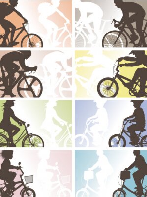 Fotobehang Collage met fietsers