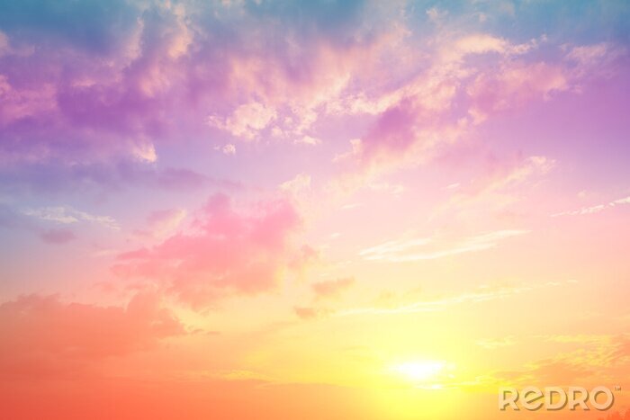 Fotobehang Colorful cloudy sky at sunset. Gradient color. Sky texture, abstract nature background