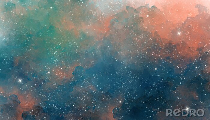 Fotobehang Colorful pastel watercolor space background