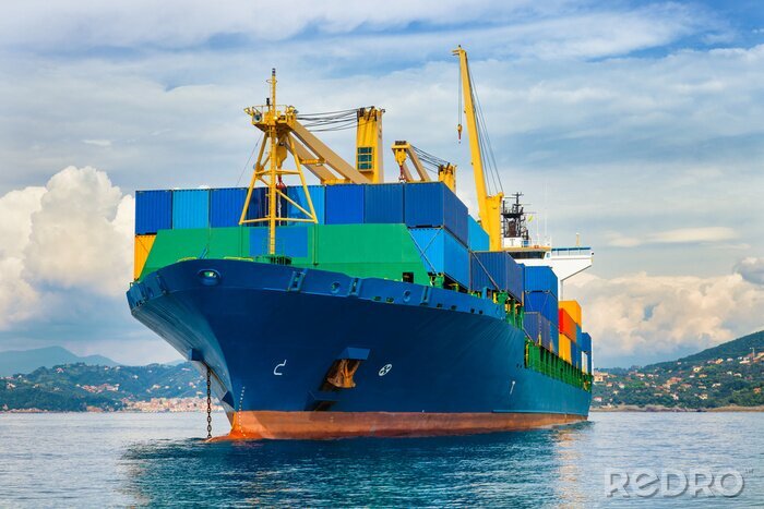 Fotobehang commercial container ship