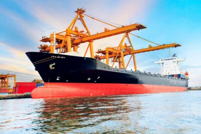 Fotobehang Commerciële schip laden containers beeld Shippingport voor gebruik