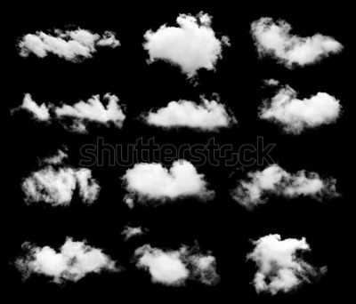 Fotobehang Compositie van wolken op zwarte achtergrond