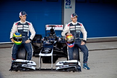 Fotobehang Coureurs van formule 1 voor de race