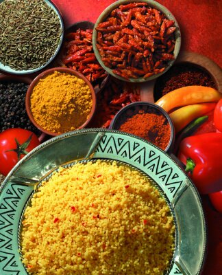 Fotobehang Couscousgrutten en kruiden