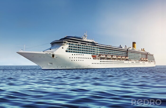 Fotobehang Cruise schip op het water en de blauwe hemel