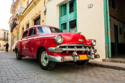 Fotobehang Cubaanse oude auto's