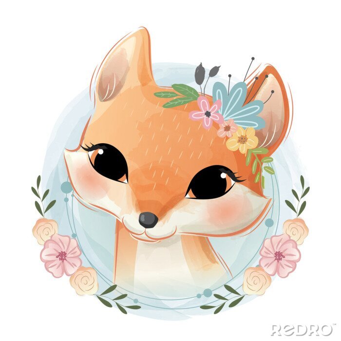 Fotobehang Cute Fox Portrait