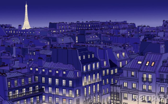 Fotobehang daken in Parijs