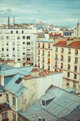 Fotobehang Daken in residentiële arrondissement Montmartre in Parijs