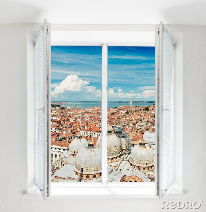Fotobehang daken van Florence gezien door het raam