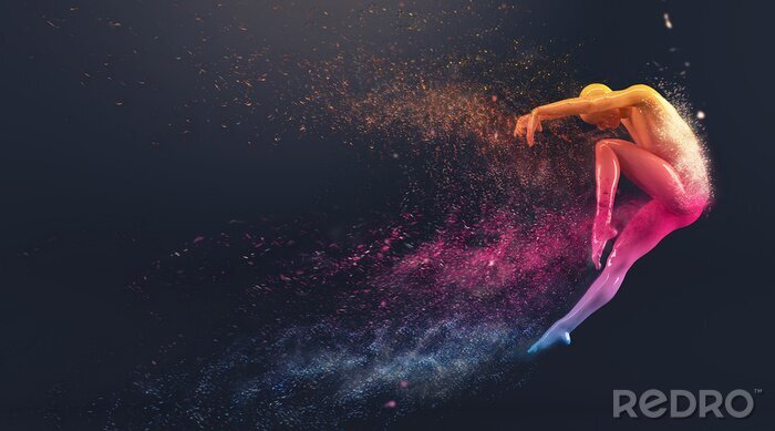 Fotobehang Dansende graphics met een regenboogdanseres