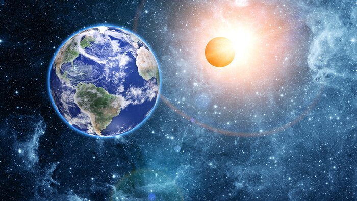 Fotobehang De Aarde en de maan