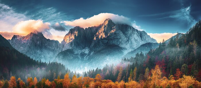 Fotobehang De bergtop van de Triglav bij zonsopgang