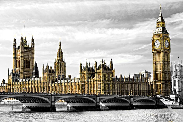 Fotobehang De Big Ben en de Houses of Parliament, London, UK.