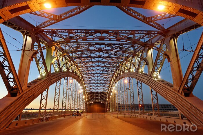 Fotobehang De brug over de rivier de Neva. Vooraanzicht.