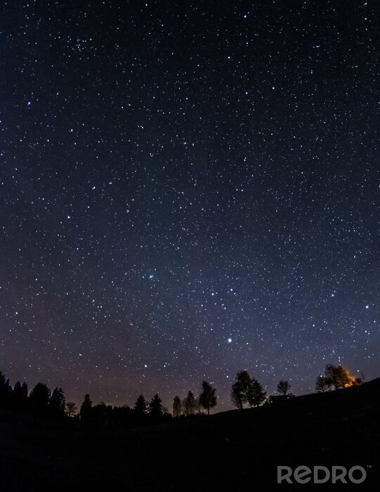 Fotobehang De contouren van de horizon tegen de sterren