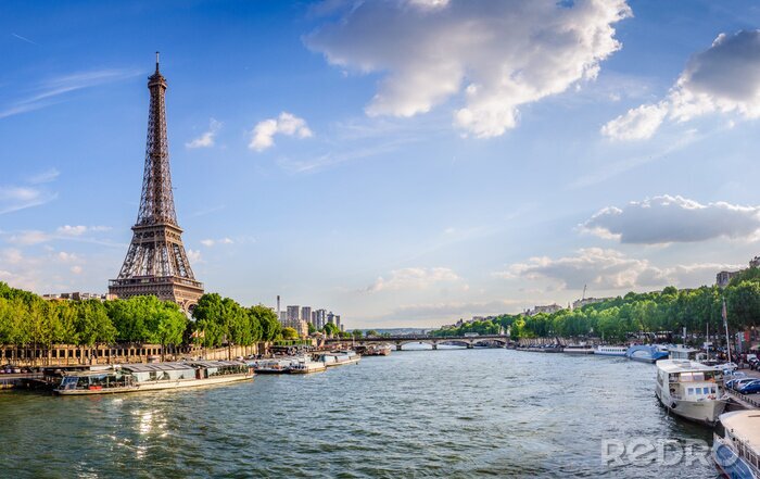 Fotobehang De Eiffeltoren en de Seine in Parijs