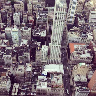 Fotobehang De gebouwen van New York vanuit vogelperspectief