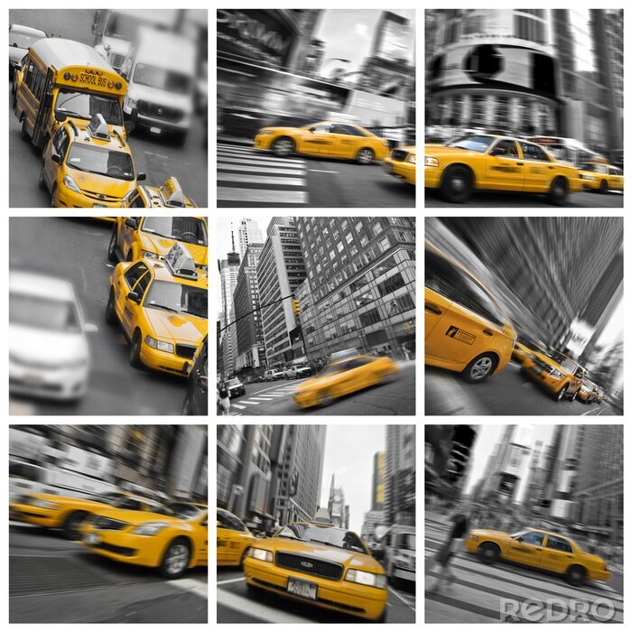 Fotobehang De gele taxi'scollage van New York