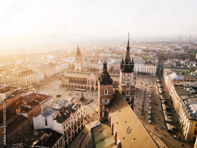 Fotobehang De Grote Markt van Krakau vanuit vogelperspectief