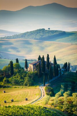 De heuvels van Toscane in de ochtend