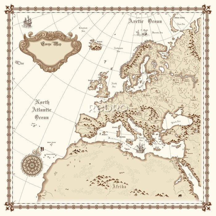 Fotobehang De kaart van Europa vector