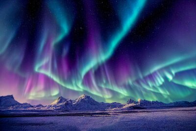 Fotobehang De kleuren van de Noorse aurora