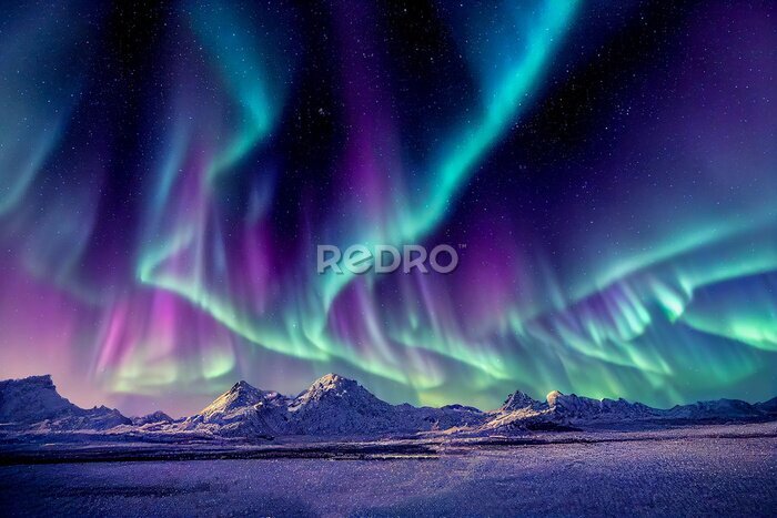 Fotobehang De kleuren van de Noorse aurora