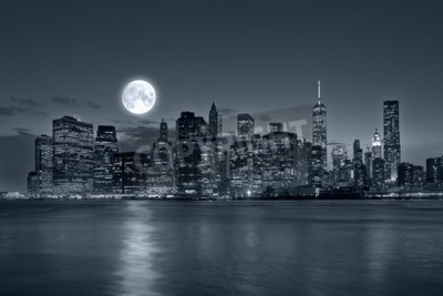 Fotobehang De maan boven New York