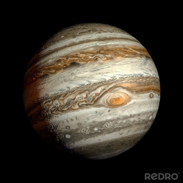 Fotobehang De planeet Jupiter op een zwarte achtergrond
