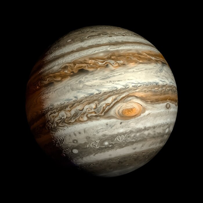 Fotobehang De planeet Jupiter op een zwarte achtergrond