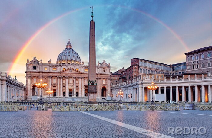 Fotobehang De stad Rome en de regenboog