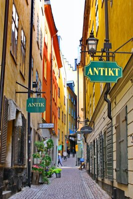 De straat van de oude stad (Gamla Stan) in Stockholm