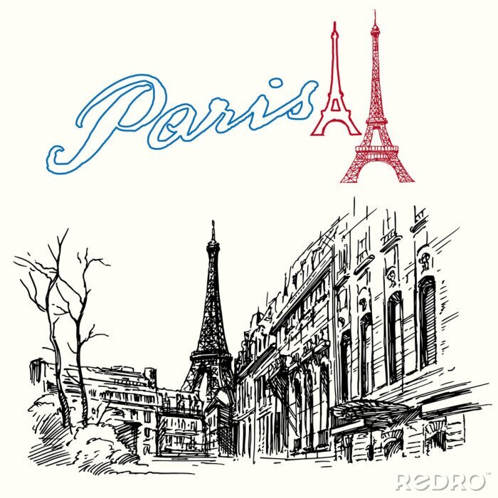 Fotobehang De straten van Parijs schetsen