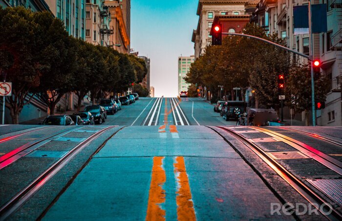Fotobehang De straten van San Francisco bij dageraad