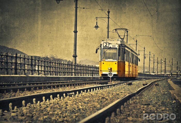 Fotobehang De tram komt eraan