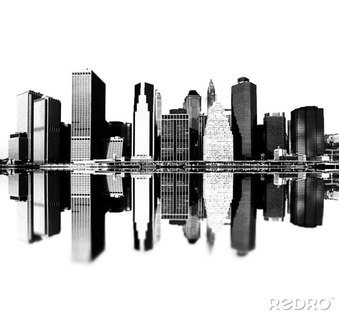 Fotobehang De zwart-witte skyline van New York