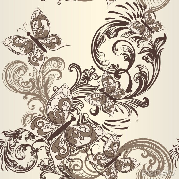 Fotobehang Decoratief ontwerp met vlinders