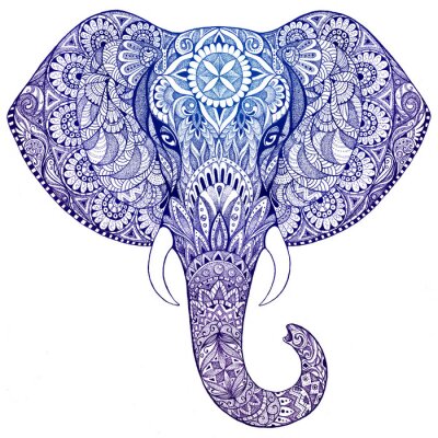 Fotobehang Decoratief portret van een olifant