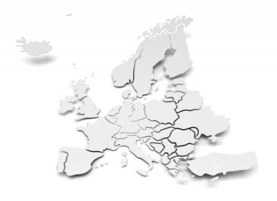 Detail papieren kaart van Europa met nationale grenzen