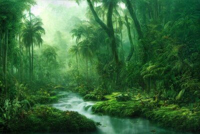 Fotobehang Dichte groene jungle