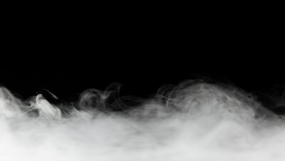 Fotobehang dichte rook achtergrond geïsoleerd op zwart