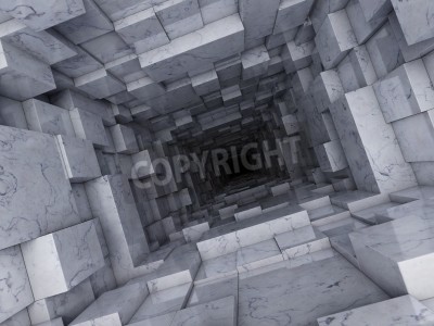 Fotobehang Diepe geometrische tunnel