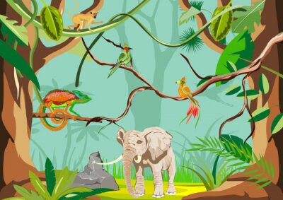 Dieren in de tropische jungle