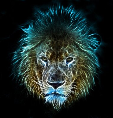 Digitale leeuw op een zwarte achtergrond
