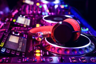 Fotobehang DJ mixer en hoofdtelefoon