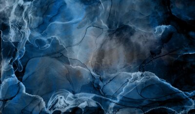 Fotobehang Donkerblauwe abstractie beschilderd met rook