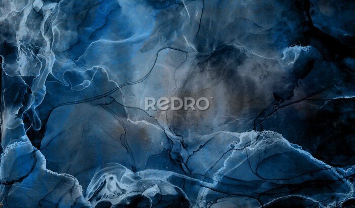 Fotobehang Donkerblauwe abstractie beschilderd met rook